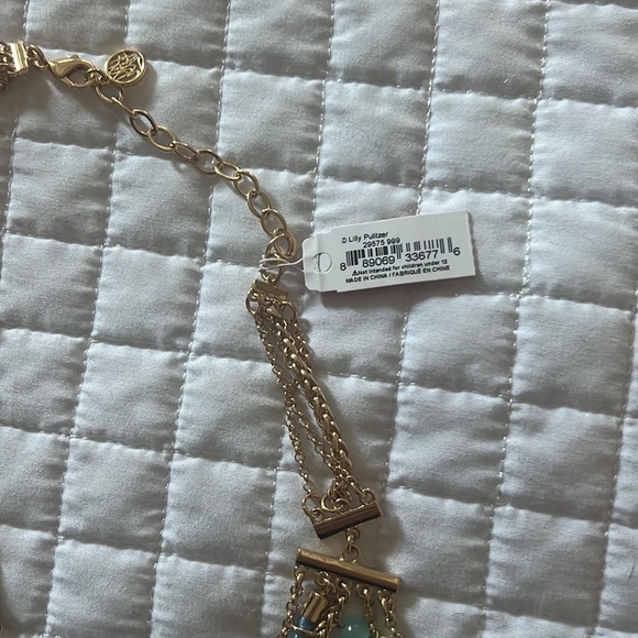 Lilly Pulitzer Surf Seafari Statement Bib Necklace with Tassels - Picture 2 of 3